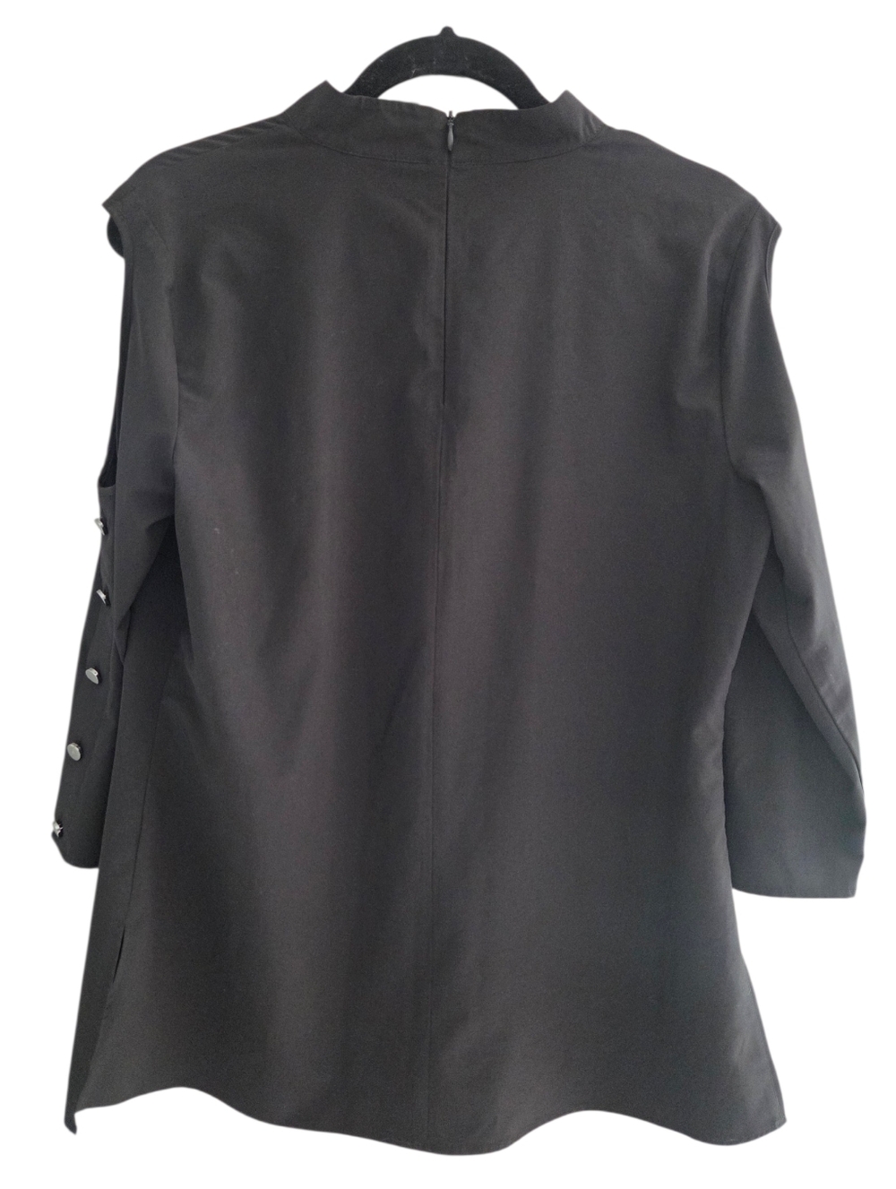 Black Cold-Shoulder V-Neck Women’s Top - Picture 4 of 5
